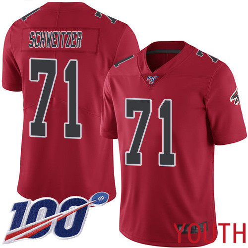 Atlanta Falcons Limited Red Youth Wes Schweitzer Jersey NFL Football 71 100th Season Rush Vapor Untouchable